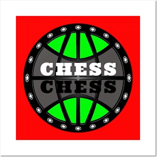 Chess Logo in Black, White and Green Posters and Art